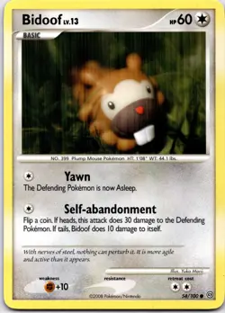 Pokemon TCG Bidoof 54/100 Stormfront Diamond & Pearl Regular Non Holo Near Mint - Image 1