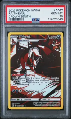 PSA 10 Thievul GG FA GG17/GG70 Pokemon Crown Zenith Full Art SWSH 2023 GEM MINT - Image 1