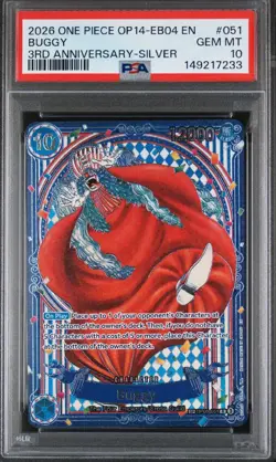 2026 ONE PIECE OP14-EB04-THE AZURE SEA'S SEVEN 3RD ANV-SILVER #051 BUGGY PSA 10 - Image 1