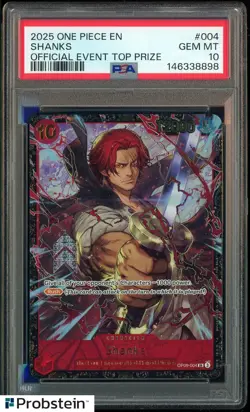 2025 One Piece EN Official Event Top Prize #004 Shanks PSA 10 GEM MINT - Image 1