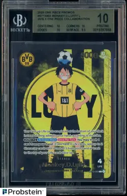 2025 ONE PIECE PROMOS BVB X ONE PIECE MATCH DAY 2025 #003 MONKEY D. LUFFY BGS 10 - Image 1