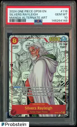2024 One Piece OP08 EN Manga Alternate Art #118 Silvers Rayleigh PSA 10 GEM MINT - Image 1