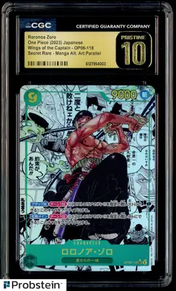 2023 One Piece OP06 JPN Manga Alternate Art #118 Roronoa Zoro CGC 10 PRISTINE - Image 1