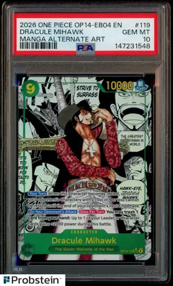 2026 One Piece OP14-EB04 En Manga Alternate Art #119 Dracule Mihawk PSA 10 - Image 1