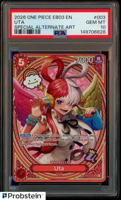 2026 One Piece EB03 Heroines Edition Special Alternate Art EN #003 Uta PSA 10 - Image 1