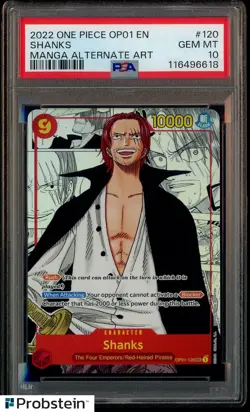 2022 One Piece OP01 EN Manga Alternate Art #120 Shanks PSA 10 GEM MINT - Image 1