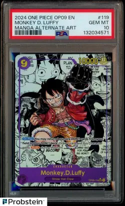 2024 One Piece OP09 EN Manga Alternate Art #119 Monkey D. Luffy PSA 10 GEM MINT - Image 1
