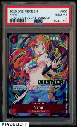 2025 One Piece EN New Year Event Winner Nami #007 PSA 10 GEM MINT - Image 1