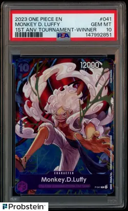 2023 One Piece EN 1st Anniversary Tournament Winner #041 Monkey D Luffy PSA 10 - Image 1