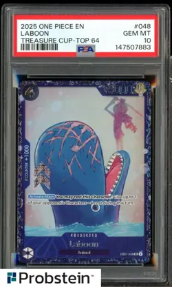2025 One Piece EN Treasure Cup Top 64 #048 Laboon PSA 10 GEM MINT - Image 1