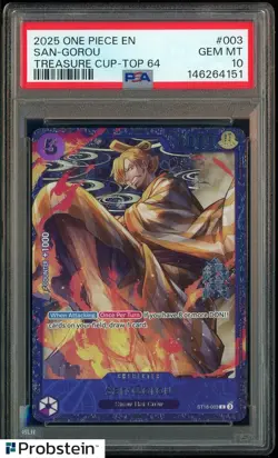 2025 One Piece EN Treasure Cup Top 64 #003 San-Gorou PSA 10 GEM MINT - Image 1