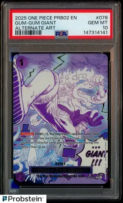 2025 One Piece PRB02 Alternate Art #078 Gum-Gum Giant Luffy PSA 10 GEM MINT - Image 1