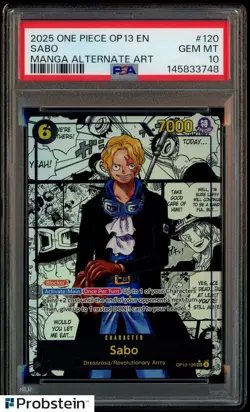 2025 One Piece OP13 EN Manga Alternate Art #120 Sabo PSA 10 GEM MINT - Image 1