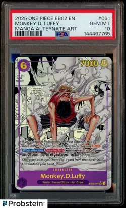 2025 One Piece EB02 En Manga Alternate Art #061 Monkey D. Luffy PSA 10 GEM MINT - Image 1