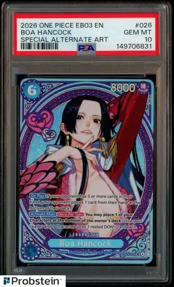 2026 One Piece EB03 Heroines Ed Special Alternate Art EN #026 Boa Hancock PSA 10 - Image 1