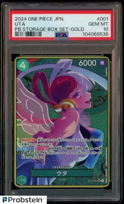 2024 One Piece Japanese PB Storage Box Set Gold #001 Uta PSA 10 GEM MINT - Image 1