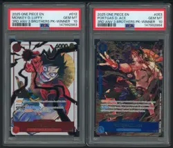 One Piece 3rd Anniversary Pack Winner PSA 10 Sequential Luffy & Ace - Image 1