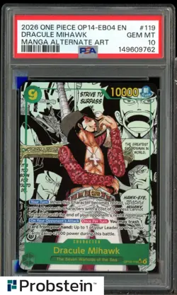 2026 One Piece OP14-EB04 EN Manga Alternate Art #119 Dracule Mihawk PSA 10 - Image 1