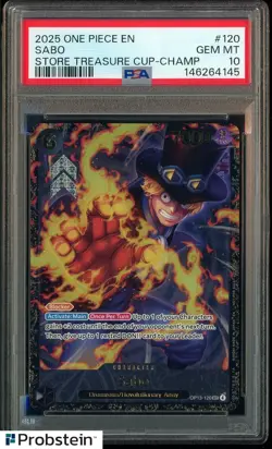 2025 One Piece EN Store Treasure Cup Champ #120 Sabo PSA 10 GEM MINT - Image 1