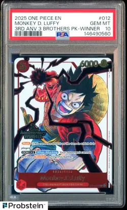 2025 One Piece Monkey.D.Luffy 3rd Anv. Event Winner Prize Promo ST01-012 PSA 10 - Image 1