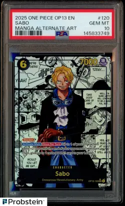 2025 One Piece OP13 EN Manga Alternate Art #120 Sabo PSA 10 GEM MINT - Image 1