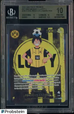 2025 ONE PIECE PROMOS BVB X ONE PIECE MATCH DAY 2025 #003 MONKEY D. LUFFY BGS 10 - Image 1