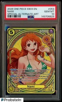 2026 One Piece EB03 Heroines Edition Special Alternate Art EN #053 Nami PSA 10 - Image 1