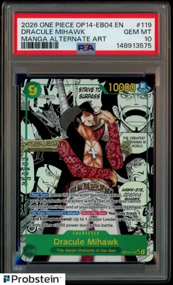 2026 One Piece OP14-EB04 En Manga Alternate Art #119 Dracule Mihawk PSA 10 - Image 1