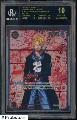 2025 One Piece OP13 EN Carrying/Will Red Manga Art #120 Sabo BGS 10 BLACK LABEL - Image 4