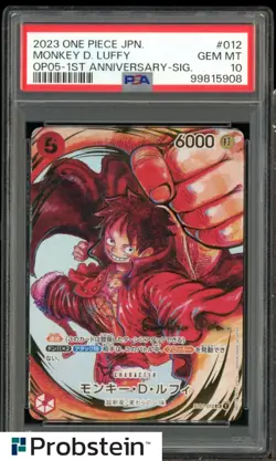 2023 One Piece Japanese OP05 1st Annivesary Signature #012 Monkey D Luffy PSA 10 - Image 1