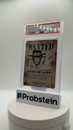 #1 2025 One Piece EN OP13 Wanted Alternate Art #119 Portgas D Ace PSA 10 - Image 2