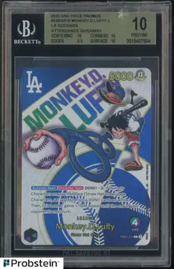 2025 One Piece Promo Dodgers Attendance Giveaway Monkey D. Luffy BGS 10 PRISTINE - Image 1