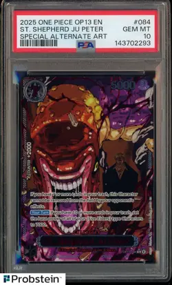 2025 One Piece OP13 Special Alt Art Demon God #084 St. Shepherd Ju Peter PSA 10 - Image 1