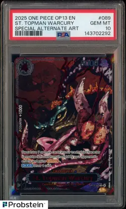 2025 One Piece OP13 Special Alt Art Demon God #089 St. Topman Warcury PSA 10 - Image 1