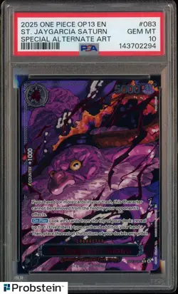 2025 One Piece OP13 Special Alt Art Demon God #083 St. Jaygarcia Saturn PSA 10 - Image 1
