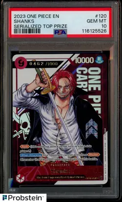 2023 One Piece EN Serialized Top Prize #120 Shanks 0462/1000 PSA 10 GEM MINT - Image 1
