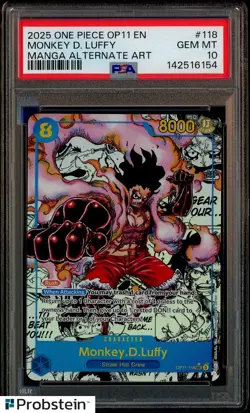 2025 One Piece OP11 EN Manga Alternate Art #118 Monkey D. Luffy PSA 10 GEM MINT - Image 1