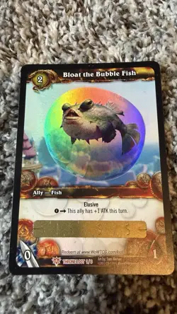 WOW World of Warcraft TCG Loot Card Bloat the Bubble Fish WOW Purple Puffer Pet - Image 1