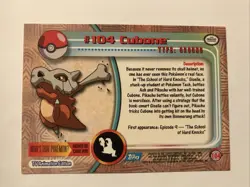 #104 Cubone Card Topps Pokemon TV Animation Edition Card Blue Logo Vintage - Image 2