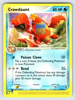 Crawdaunt 13/97 2003 EX Dragon Pokemon Card Nintendo e-Series Non Holo Rare Lp - Image 1