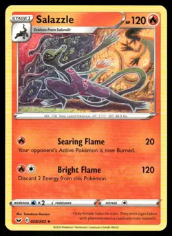 Salazzle 028/202 Sword & Shield Pokemon TCG trading card - Image 1