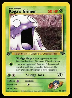 Koga's Grimer 78/132 Common 1st Edition Gym Challenge Pokemon Card - Image 1