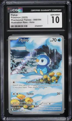 Piplup 098/094 IR - Pokemon Phantasmal Flames CGC 10 Gem Mint - Image 1