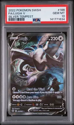 Lugia V 186/195 Pokemon Sword & Shield Silver Tempest #186 SIR GEM MINT PSA 10 - Image 1