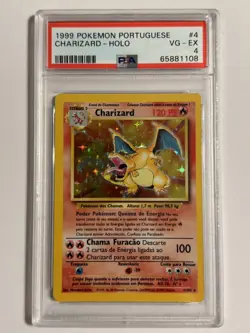 1999 Pokemon Set Unlimited Charizard Portuguese Holo 4/102 PSA 4 - Image 1