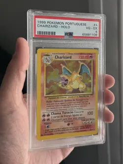 1999 Pokemon Set Unlimited Charizard Portuguese Holo 4/102 PSA 4 - Image 4