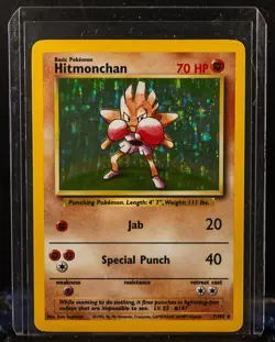 Hitmonchan 1999 Pokemon Set Unlimited #7/102 Rare Holo - Image 1
