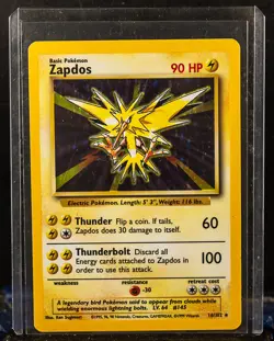 Zapdos 1999 Pokemon Set Unlimited #16/102 Rare Holo - Image 1