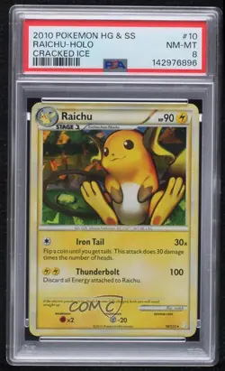 Raichu (Cracked Ice Holo) Pokemon HeartGold & SoulSilver PSA 8 2010 - Image 1
