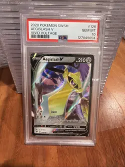 2020 Pokemon SWSH #126 Aegislash V Vivid Voltage PSA 10 - Image 1